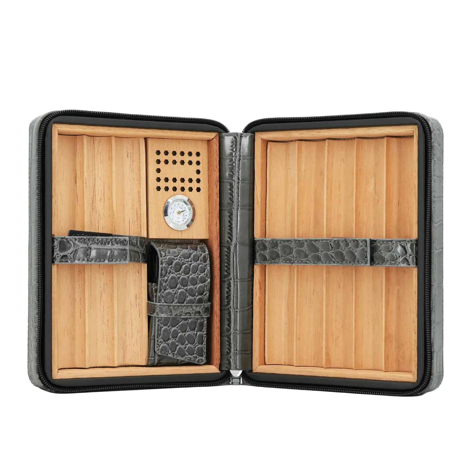 DRXform Frontier Summit | Embossed Croc Leather Cigar Travel Case with Hygrometer
