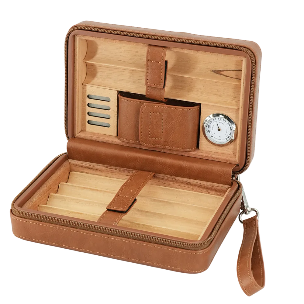 DRXform Frontier Smooth | Portable Leather Travel Cigar Humidor Case
