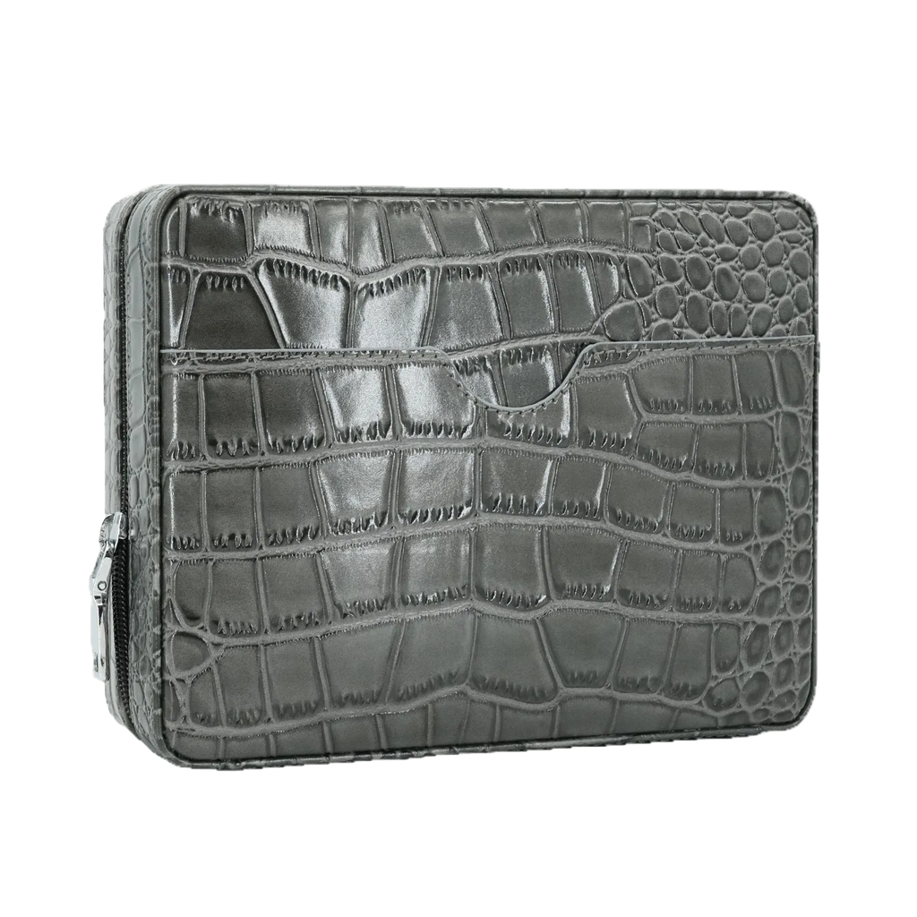 DRXform Frontier Summit | Embossed Croc Leather Cigar Travel Case with Hygrometer