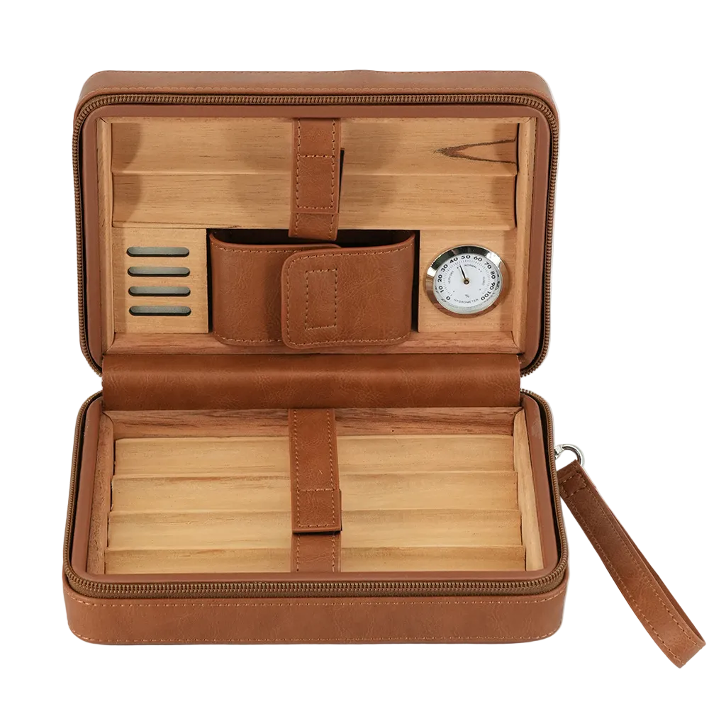 DRXform Frontier Smooth | Portable Leather Travel Cigar Humidor Case