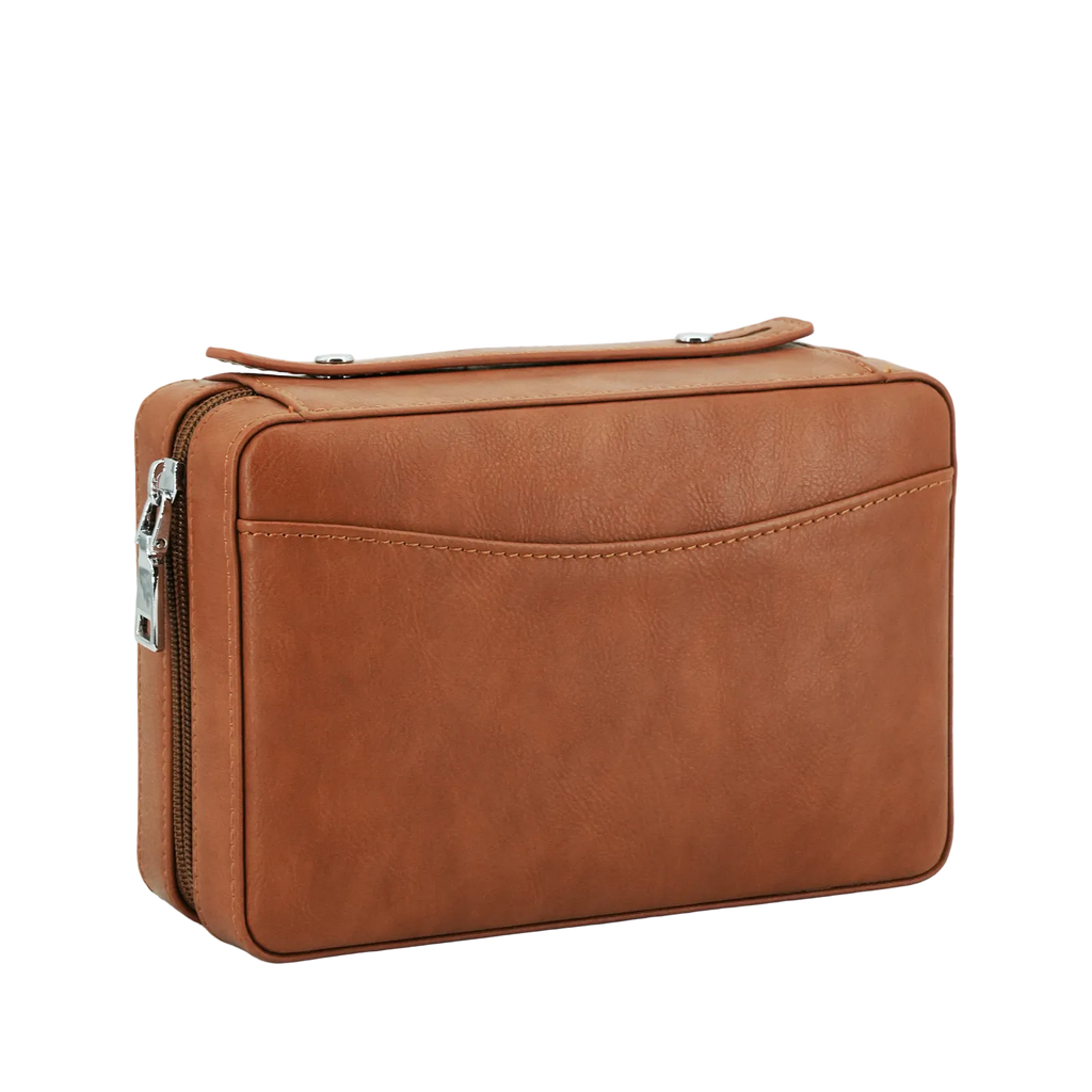 DRXform Frontier Expedition vintage leather cigar travel humidor with Spanish cedar interior and secure closure
