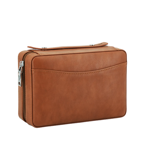 DRXform Frontier Expedition vintage leather cigar travel humidor with Spanish cedar interior and secure closure